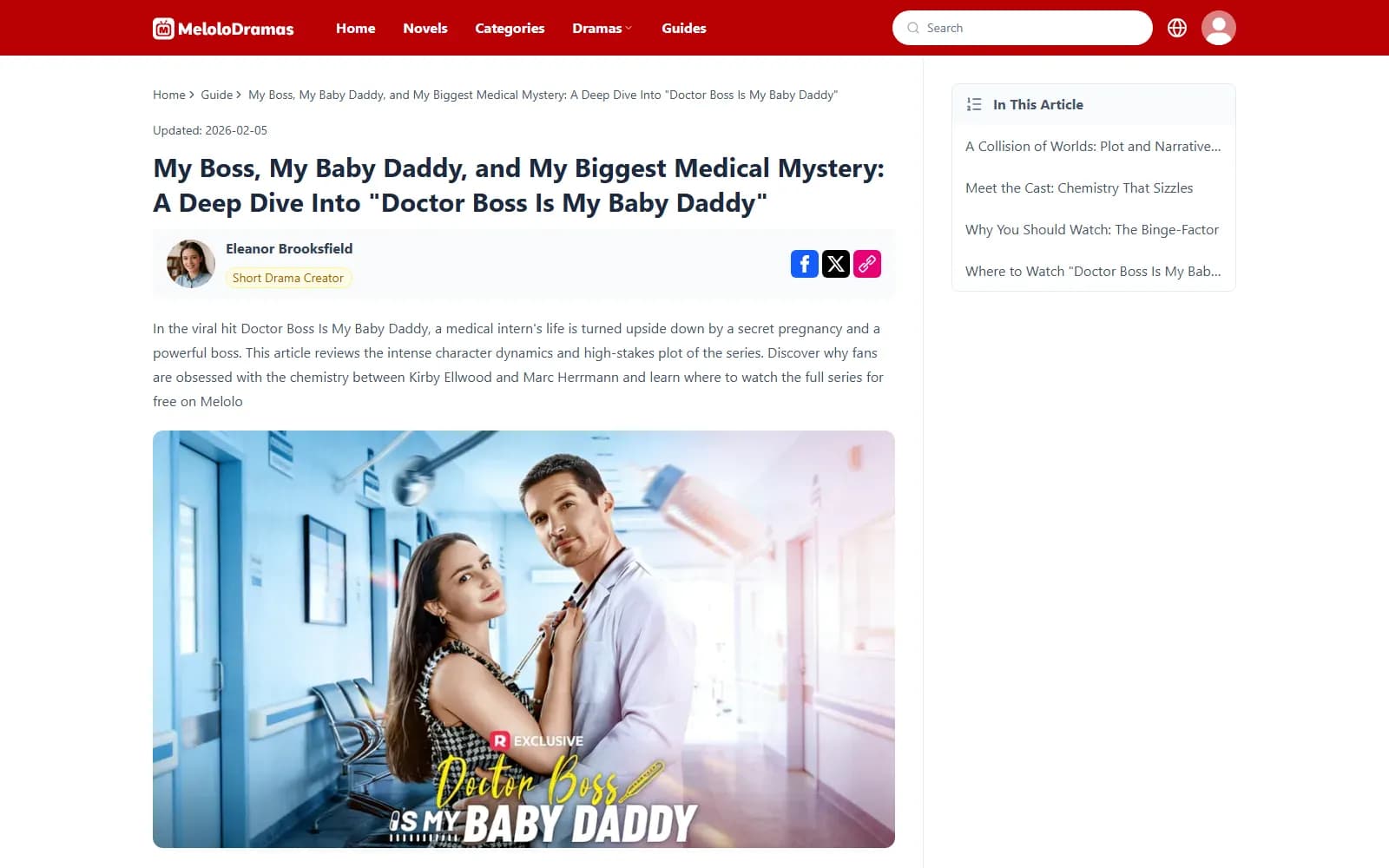 Doctor Boss Is My Baby Daddy guide page on Melolo (melolo.com) — screenshot from September 2026