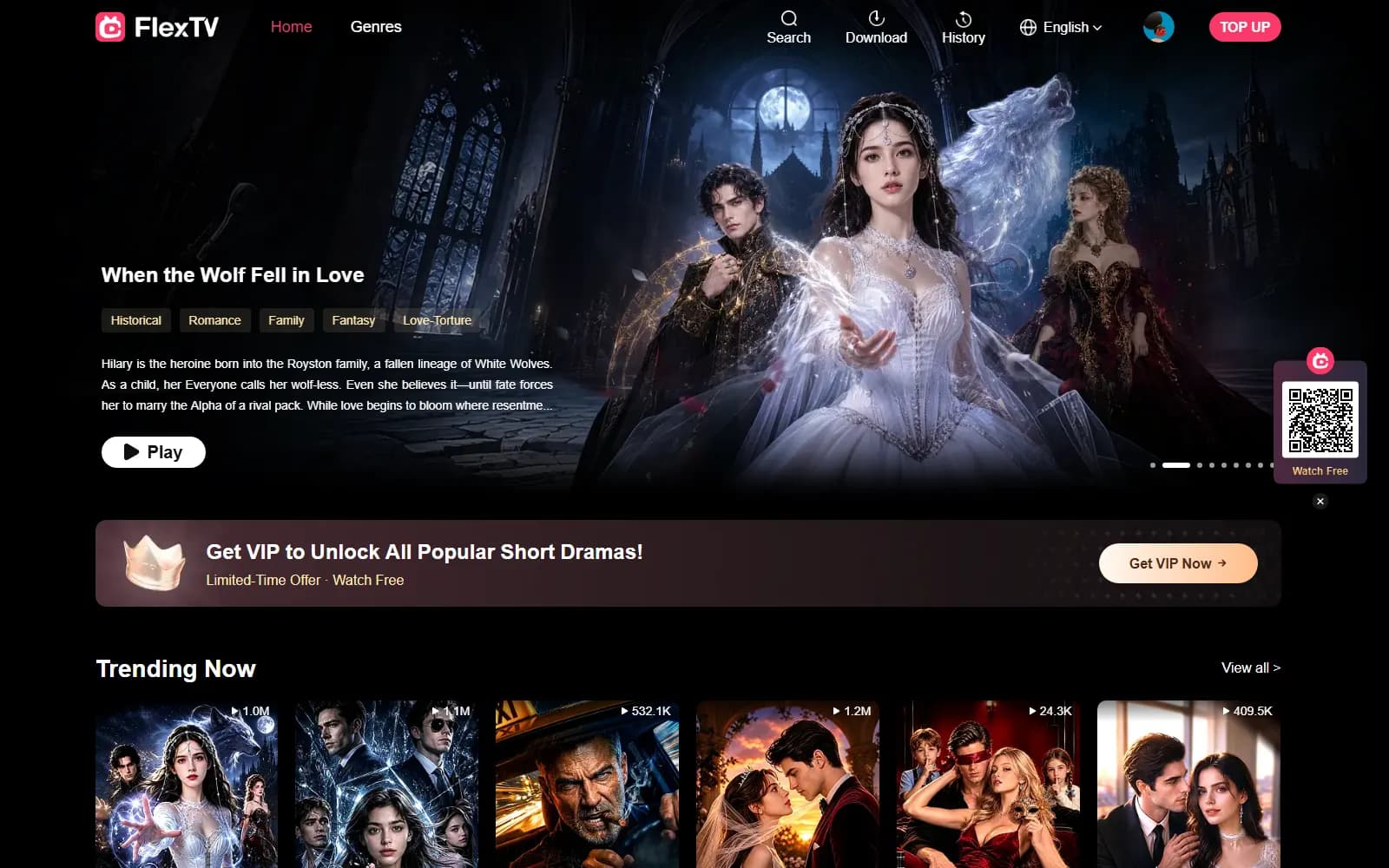 FlexTV official homepage (flextv.cc) — screenshot from September 2026