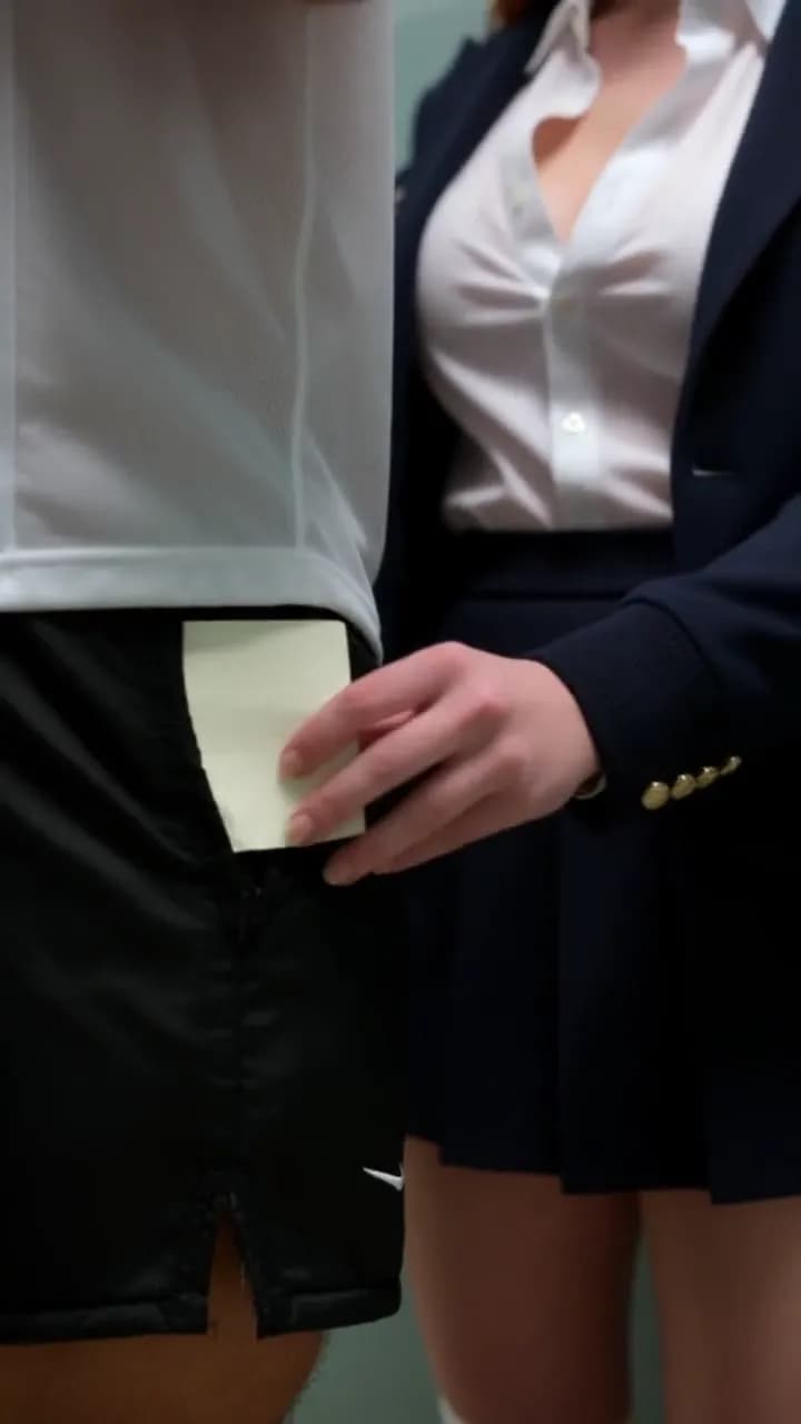 Her hand tucking a folded note into the waistband of his practice shorts
